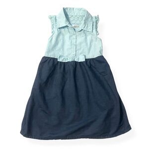 Lemon Kiss Eyelet Denim Toddler Dress light blue floral lace SZ 5‎